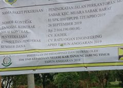 Diduga Tidak Miliki Perencanaan, Proyek Peningkatan Jalan Perkantoran Muarasabak Disorot LSM