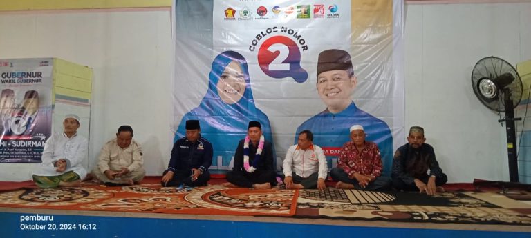Rombongan Muslim Tanja Calon Wakil Bupati Tanjung Jabung Timur Provinsi Jambi periode 2024-2029 nomor urut 02 disambut antusias oleh masyarakat Desa Sungai Tawar Kecamatan Mendahara