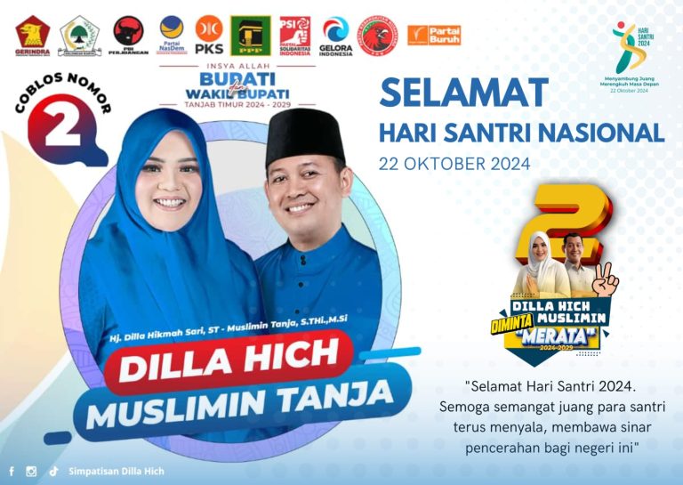 Kandidat Cabup – Cawabup Tanjabtim Dillah – Muslimin Ucapkan Selamat Hari Santri, Mendorong Kemandirian Pondok Pesantren Bagian Program Kerja Unggulan