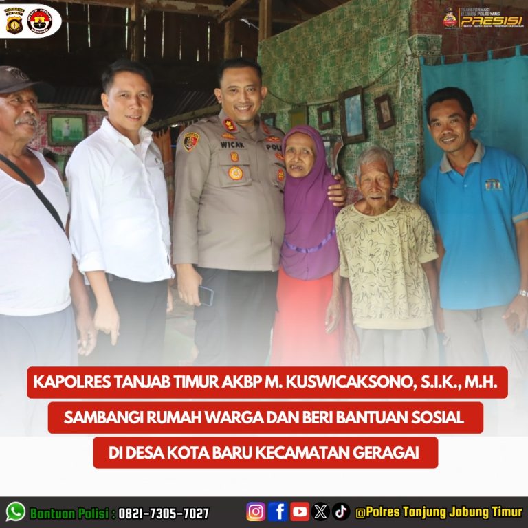 Kapolres Tanjab Timur Survey Bedah Rumah Sekaligus Beri Bantuan Sosial