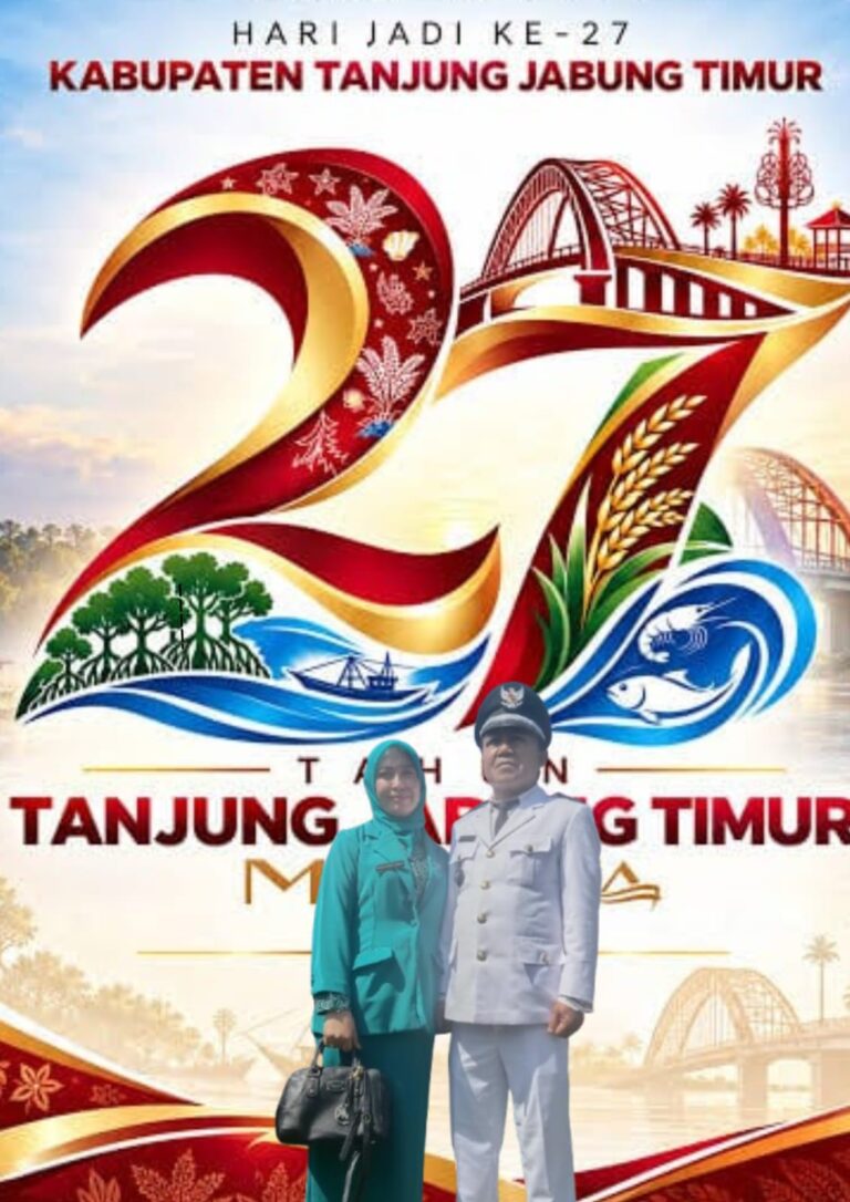 Selamat Hari Ulang Tahun ke-27 Kabupaten Tanjung Jabung Timur. Semoga Semakin Maju, Berkembang dan Semakin Memberikan Kesejahteraan Bagi Seluruh Masyarakat