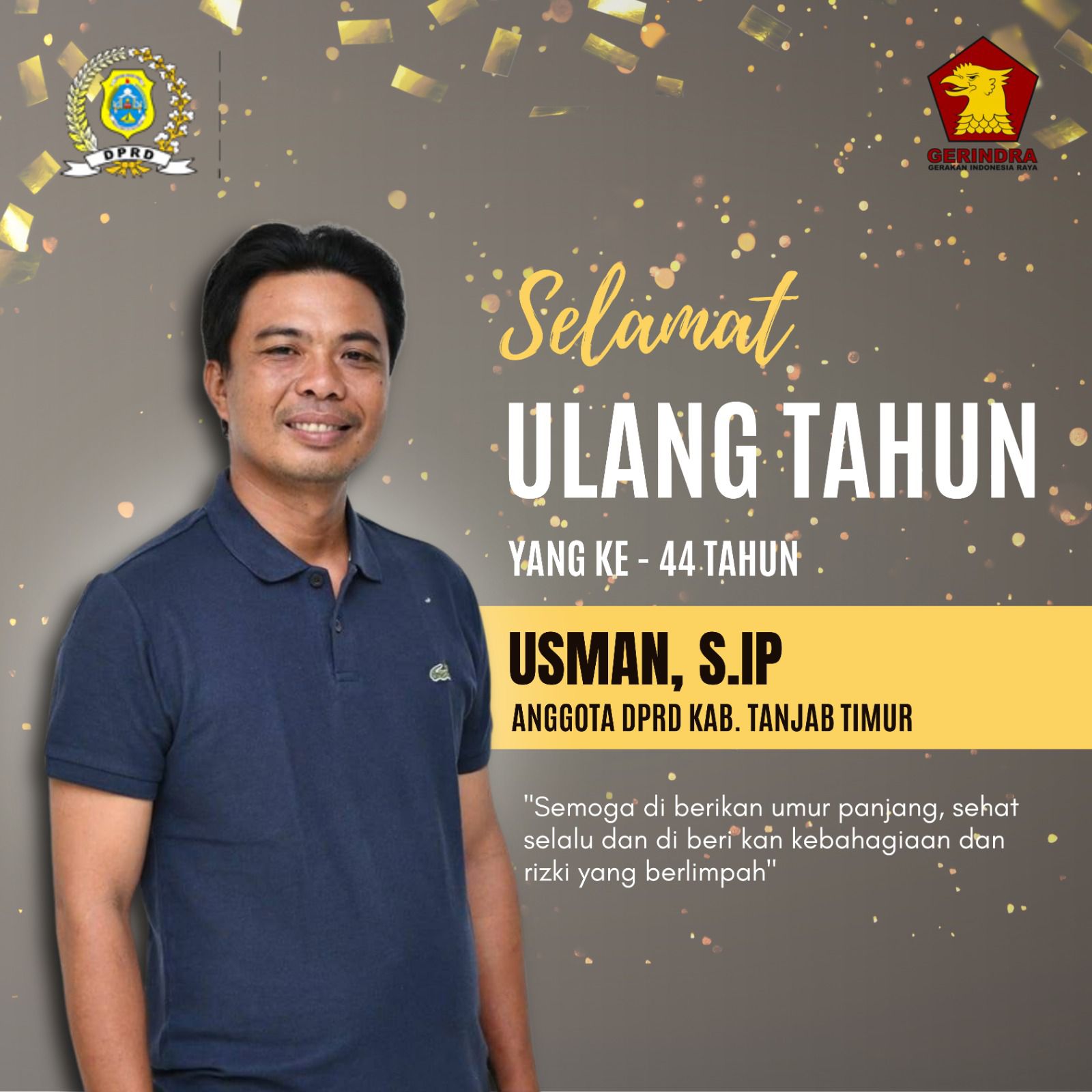 Iringan Doa ‘Membanjiri’ Anggota DPRD Tanjabtim, Usman S. IP