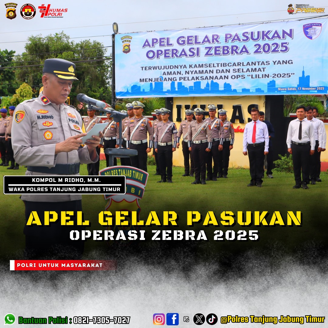 Polres Tanjung Jabung Timur Gelar Apel Pasukan Operasi Zebra Siginjai 2025