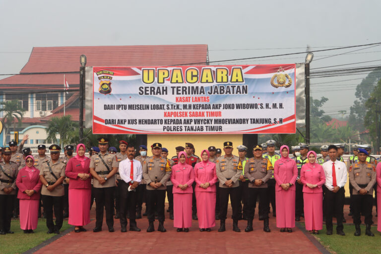 Kapolres Tanjab Timur Pimpin Serah Terima Jabatan Kasat Lantas dan Kapolsek Sabak Timur